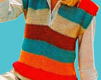 Easy Crocheted Vest Pattern Digital Download Vintage Crochet Pattern