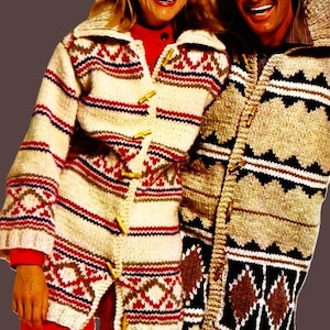 Gebreide Scandinavische vesten voor heren en dames Digitale download Vintage breipatroon