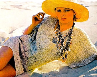 Patrón de pareo playero de crochet muy fácil, descarga digital, patrón de crochet vintage.