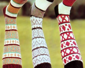 Knitted Knee Socks Patterns Digital Download Vintage Knitting Pattern
