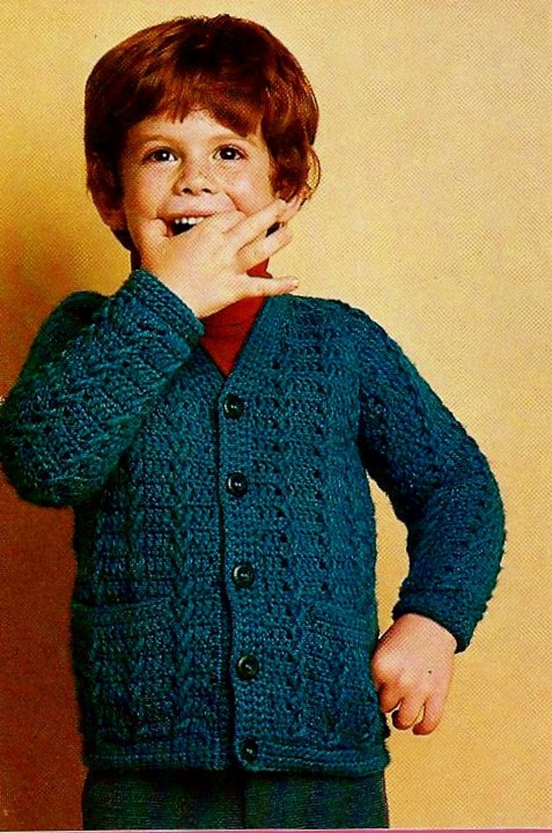 Crocheted Adult and Children's Sizes Cardigan Patterns Digital Download Vintage Crochet Pattern image 2