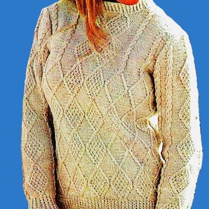 Knitted Fisherman Cable Sweater Pattern Digital Download Vintage Knitting Pattern