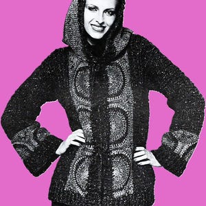 Crocheted Hooded Jacket Pattern Digital Download Vintage Crochet Pattern