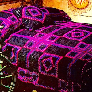 Crocheted Afghan and Pillow Patterns Digital Download Vintage Crochet Pattern