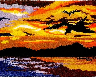 Evening Glow Latch Hook Pattern: Sunset Wall Hanging (Digital Download)