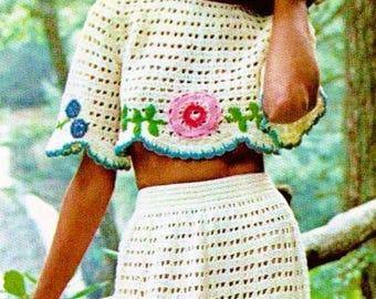 Crocheted Skirt and Top Patterns Digital Download Vintage Crochet Pattern