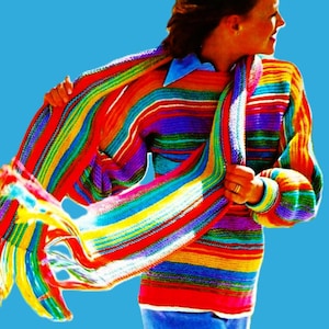 Very Easy Knitted Sweater and Scarf Patterns Digital Download Vintage Knitting Pattern