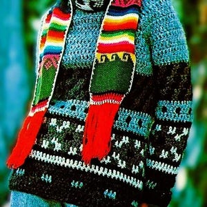 Crocheted Icelandic Sweater Pattern Digital Download Vintage Crochet Pattern