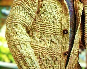 Knitted Men's Guernsey Cardigan Sweater Pattern Digital Download Vintage Knitting Pattern