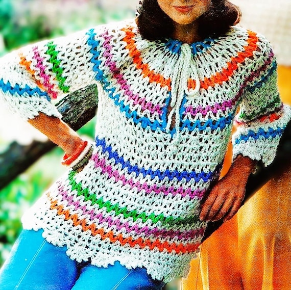 Crocheted Blouse Pattern Digital Download Vintage Crochet Pattern