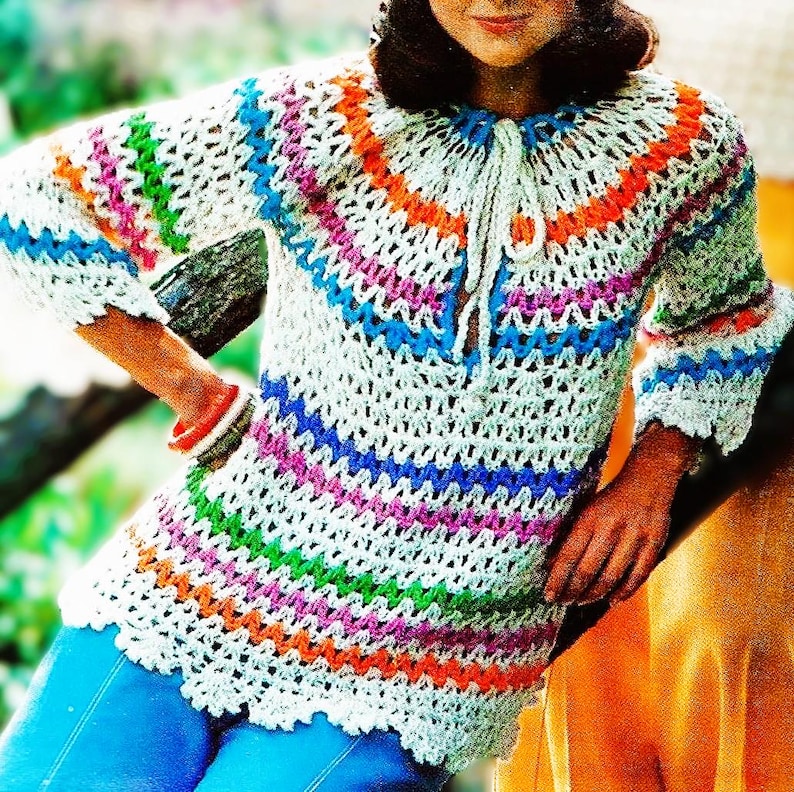Crocheted Blouse Pattern Digital Download Vintage Crochet Pattern image 1