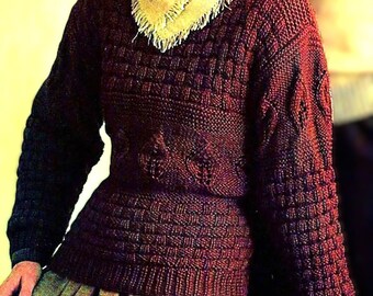 Knitted Sweater Pattern Digital Download Vintage Knitting Pattern