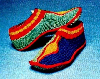 Patroon gebreide pantoffels Digitale download vintage breipatroon