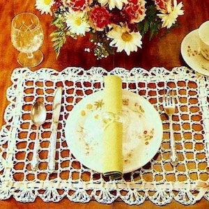 Easy Crocheted Place Mat Pattern Digital Dpwnload Vintage Crochet Pattern