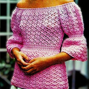 Crocheted Blouse Pattern Digital Download Vintage Crochet Pattern
