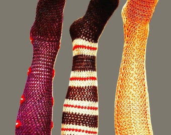 Patrón de calcetines de crochet hasta la rodilla, descarga digital, patrón de crochet vintage.