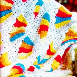 Crocheted Fan Afghan Pattern Digital Download Vintage Crochet Pattern
