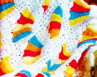 Crocheted Fan Afghan Pattern Digital Download Vintage Crochet Pattern
