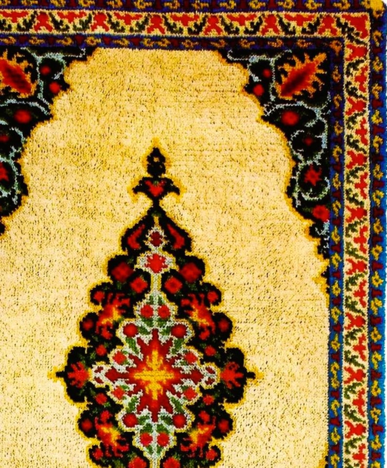 Vintage Persian Rug Hooking Pattern: Floral Chart (Digital Download) image 1