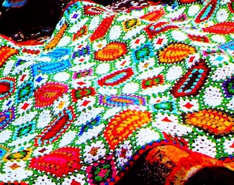 Crocheted Mosaic Afghan Pattern Digital Download Vintage Crochet Pattern