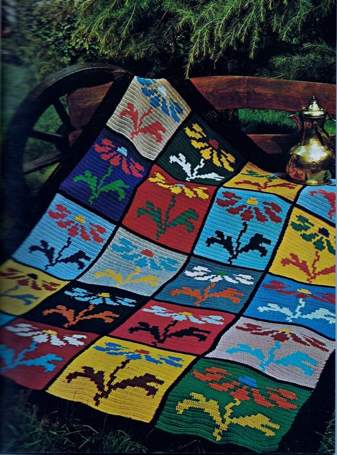 Crocheted Daisy Afghan Pattern Digital Download Vintage Etsy