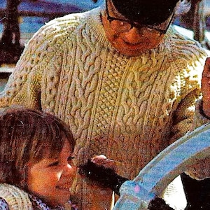 Knitted Captain&#39;s Fisherman Cable Sweater Digital Download Vintage Knitting Pattern