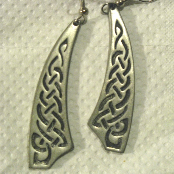 Celtic Pewter Earrings, Made by St. Justin, Cornwall, England, UK, Mid Century / Vintage