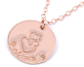 Mom & Child Heart Always Necklace, 14k Rose Gold-Filled, gift for mom, daughter, baby shower, mother in law, Mother's Day, birthday from son