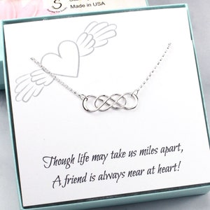 Long Distance Friendship Necklace Friendship Jewelry Best Friend Birthday Gift Friend Christmas Gift Sterling Silver Infinity USA image 1