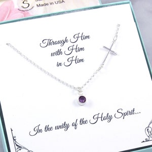 Confirmation Gift, Cross Necklace Sterling Silver, First Communion Gift, Confirmation Sponsor Gift, Christian Gift From Godmother for Girls image 1