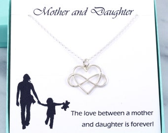 Mother Daughter Necklace | Mother and Daughter Jewelry | Mom Daughter Gift | Christmas Gift | Sterling Silver Infinity Heart Necklace