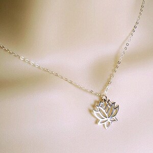 Sterling Silver Lotus Flower Necklace - Yoga Meditation Inspired Gift - Made in USA