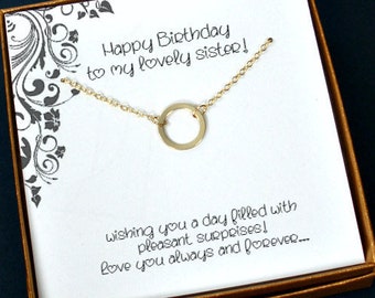 Sister Birthday Gift | Sister Gold Circle Necklace | 14k Gold Filled | Ready to Gift | Made in USA