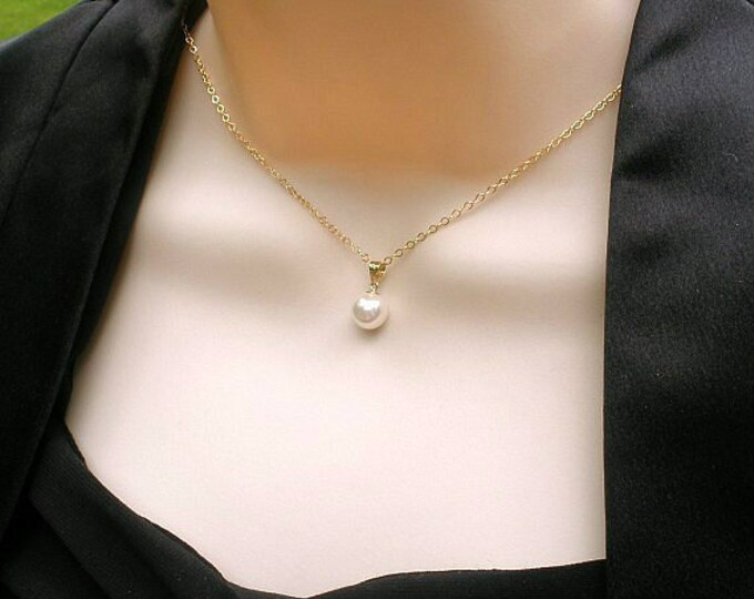 Single Pearl 14k Gold Filled Necklace Pearl Drop Necklace Etsy