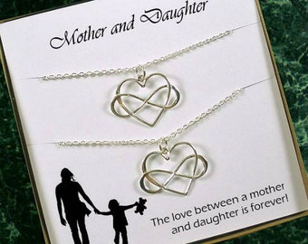 Mother Daughter Necklace Set for 2, sterling silver, gift for mom from daughter, mom daughter matching necklaces, gift for daughter from mom