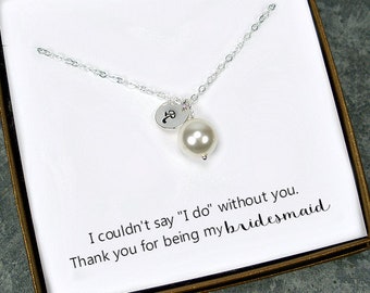 Personalized Bridal Party Gifts | Bridesmaid Initial Necklace | Bridesmaid Bulk Order | Initial Pearl | Maid of Honor Gift | Matron of Honor