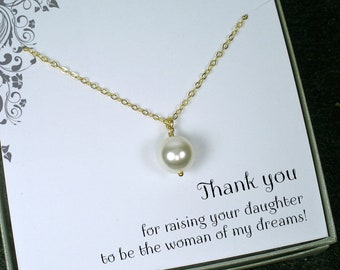 Mother of the Bride Gift from Groom | Mother of the Groom Gift from Bride | Mother in law | Wedding Gift Mom | Pearl Necklace | Gold, Silver