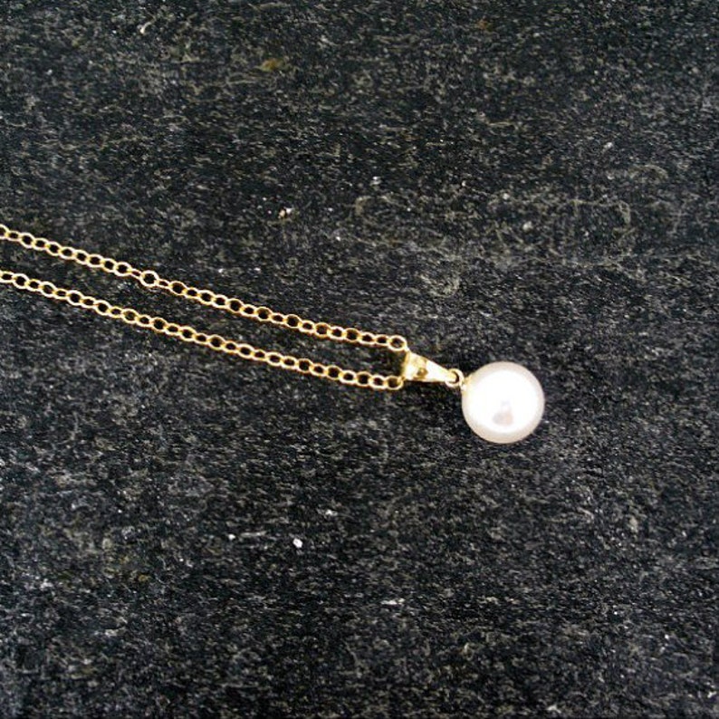 Single Pearl 14k Gold Filled Necklace Pearl Drop Necklace Etsy