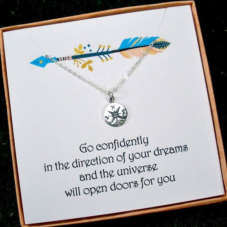 Graduation Gift Sterling Silver Compass Necklace Go Confidently in the Direction Graduation Gift for Daughter Sister Granddaughter image 9