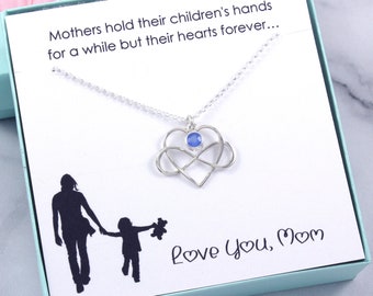 Gifts for Mom | Mom Necklace | Mother's Day | Mom Birthday | Mom Christmas | Mother Gift Wedding | Infinity Heart Gemstone Necklace for Mom