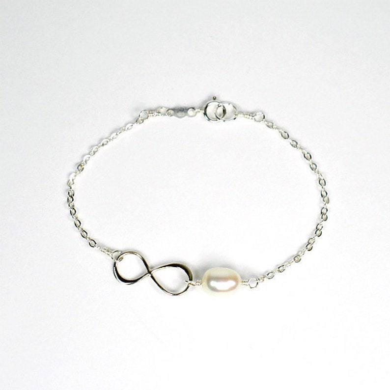 Infinity Bracelet Sterling Silver Infinity Bracelet Infinity Pearl Best Friend Gifts Sister Birthday Gift Starring You Jewelry image 1