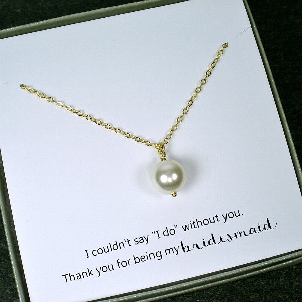 Elegant Single Pearl Necklace: 14k Gold-Filled Bridesmaid Gift for Bridal Party, Maid of Honor Jewelry