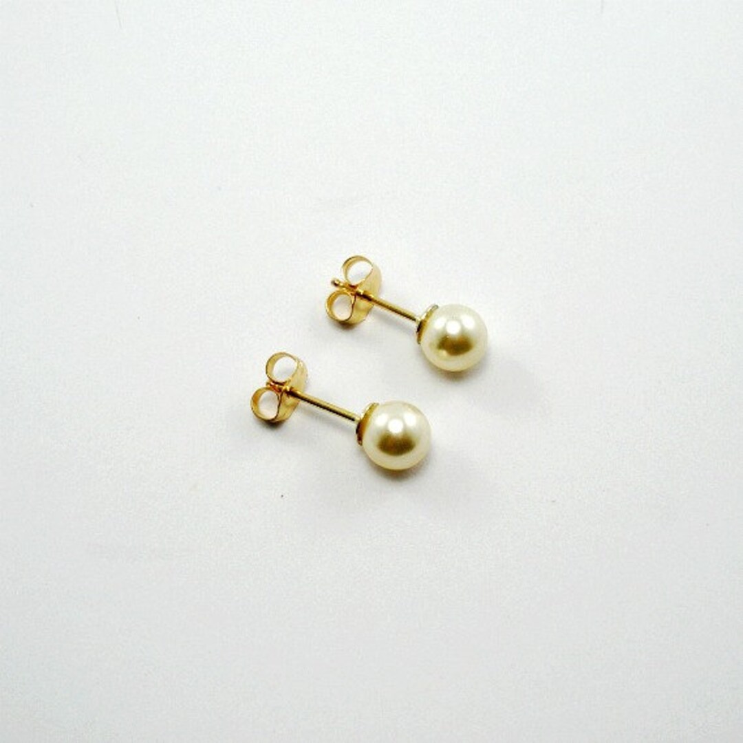 Gold Plated String Beans Pearl Long Stud Earrings