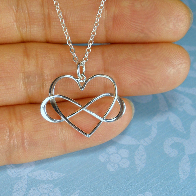 Daughter Gift: Infinity heart necklace in sterling silver from mom, dad, or parents for birthday, graduation, wedding, new job or promotion image 2