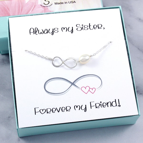 Sister Gift | Sister Infinity Bracelet | Sister Infinity Pearl Bracelet | Sister in Law Gift | Ready to Gift | Freshwater | Made in USA