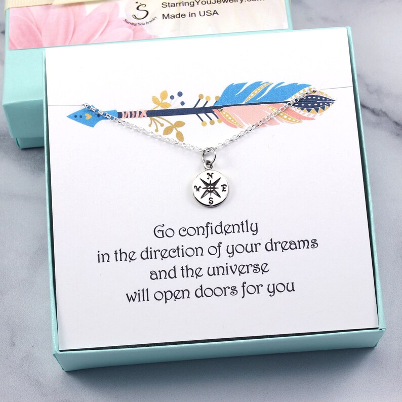 Graduation Gift Sterling Silver Compass Necklace Go Confidently in the Direction Graduation Gift for Daughter Sister Granddaughter image 8