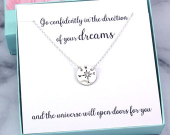 Graduation Gift | Compass Necklace | High School Graduation | New Job Gift | Gift for Student Traveling Abroad | Daughter Gift | Son Gift