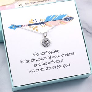 Graduation Gift Sterling Silver Compass Necklace Go Confidently in the Direction Graduation Gift for Daughter Sister Granddaughter image 1