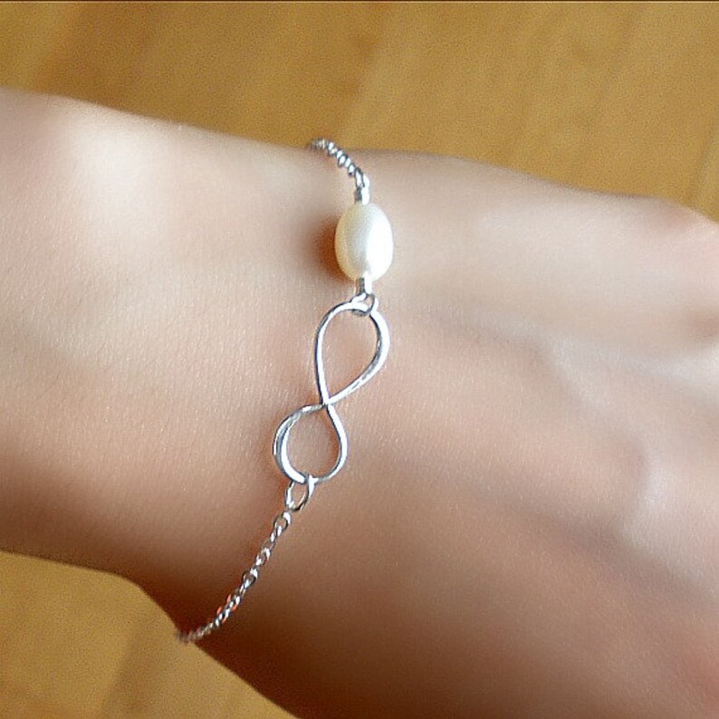 Infinity Bracelet Sterling Silver Infinity Bracelet Infinity Pearl Best Friend Gifts Sister Birthday Gift Starring You Jewelry image 6