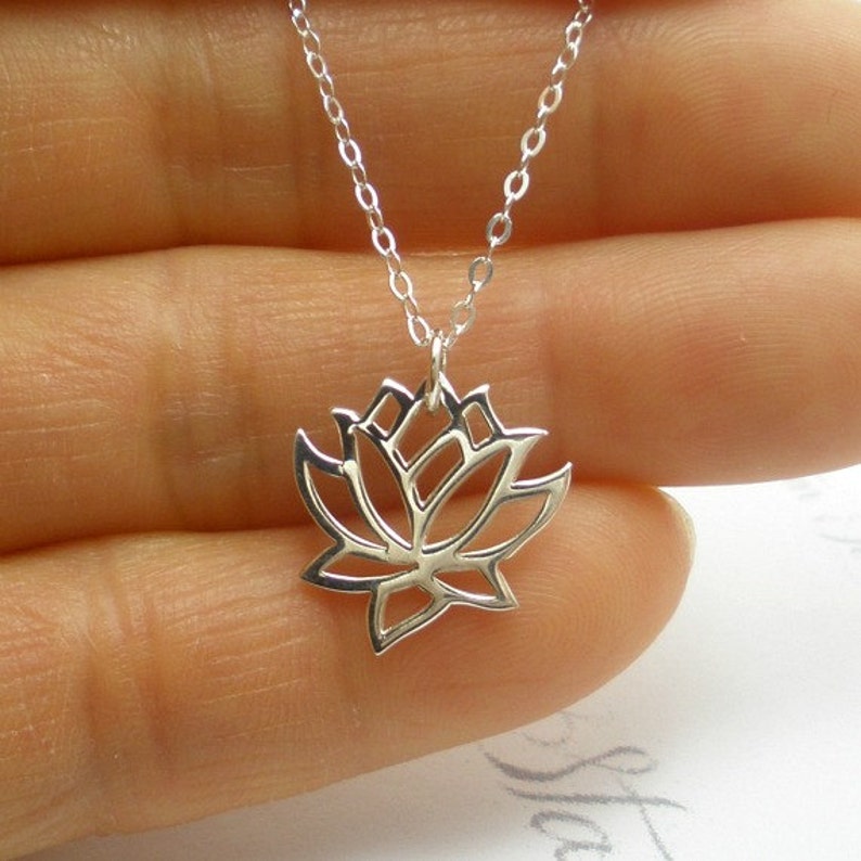 Sterling Silver Lotus Necklace Lotus Flower Yoga Lover - Etsy